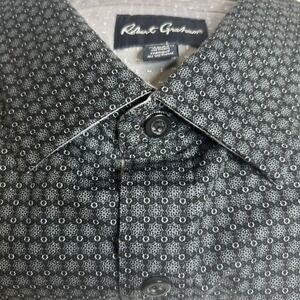 Robert Graham XXL Flip Cuff Long Sleeve Button Up Shirt Gray Geometric Snowflake